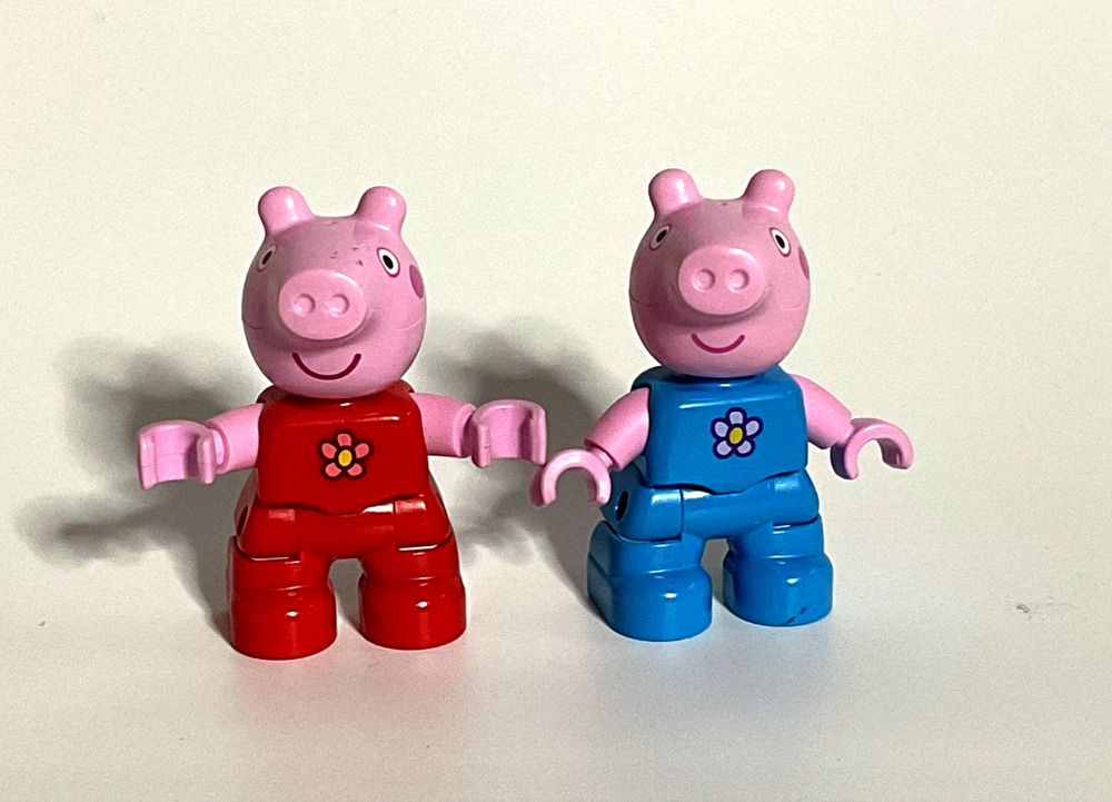 LEGO DUPLO Peppa Pig George Pig Figures Flower Outfits Lot of 2 Genuine